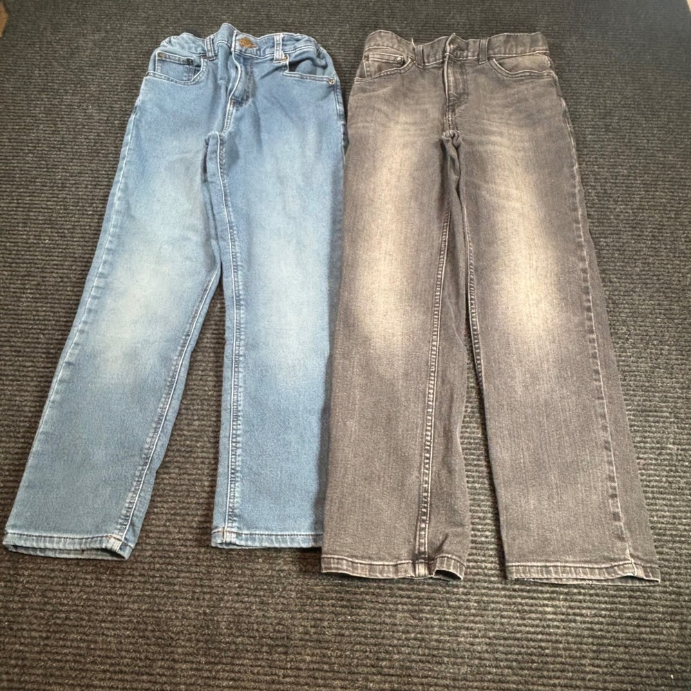 Wonder Nation Boys Jeans Bundle Size 12 Slim Blue Relaxed Grey Denim Pants 2pk